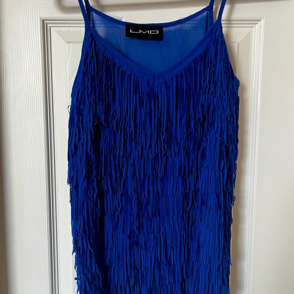 LMD Tops - LMD Women's Blue Fringe tank top